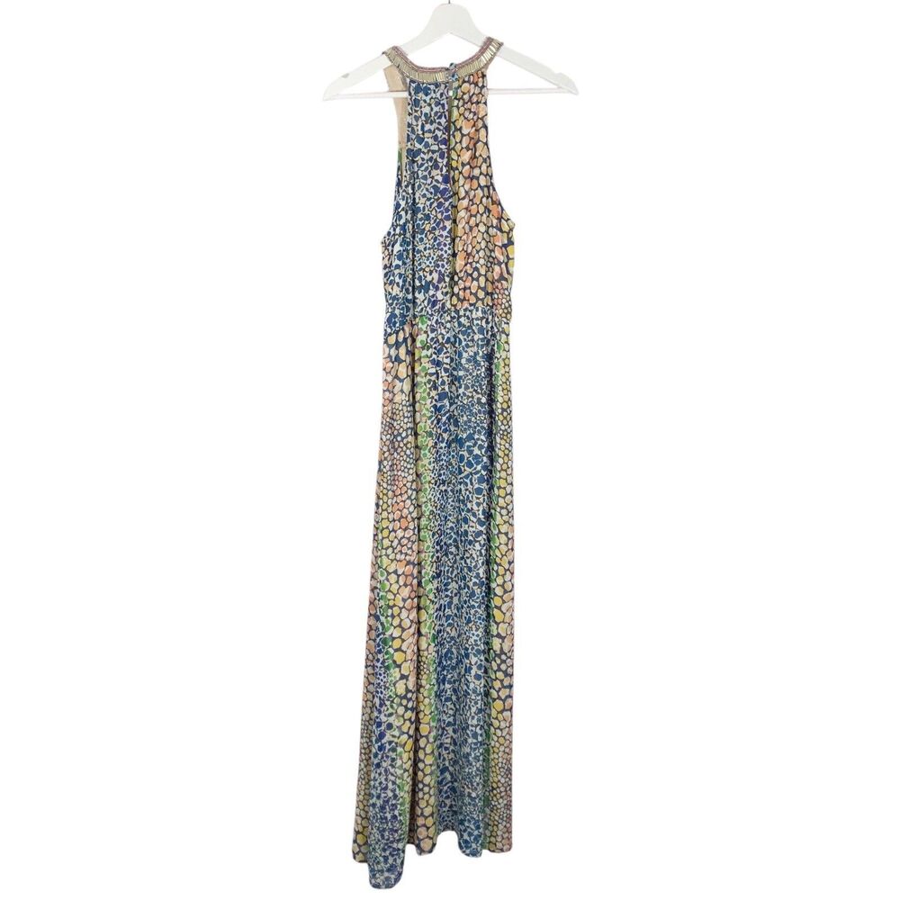 Anthropologie HD in Paris Mayacamas Maxi Dress US 4 Small Beaded Neck Multicolor - Picture 7 of 12